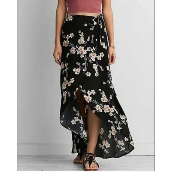 American Eagle Outfitters Dresses & Skirts - American Eagle Outfitters Hi Lo Floral Wrap Maxi Skirt Sz XS